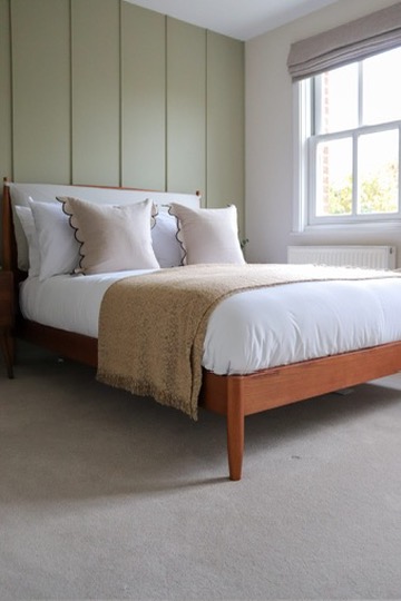Finished bedroom after the The Marsh short-let refurbishment by RedFox Homes in Oxfordshire